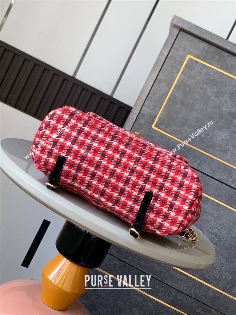 Chanel Tweed Backpack Bag Red 2024 1207 (yezi-241207072)