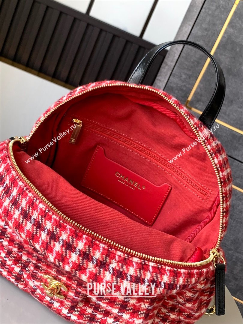 Chanel Tweed Backpack Bag Red 2024 1207 (yezi-241207072)