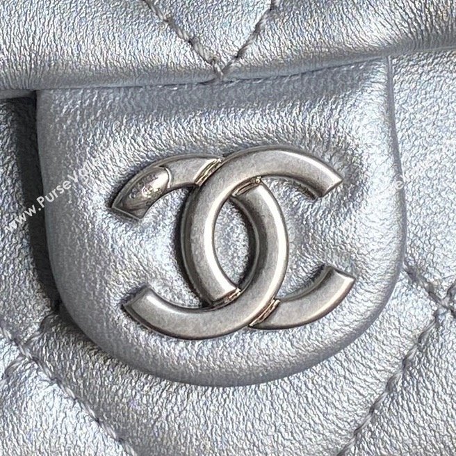 Chanel Shiny Lambskin Maxi Hobo Bag AS5302 Silver 2024 1206 (yezi-241207069)