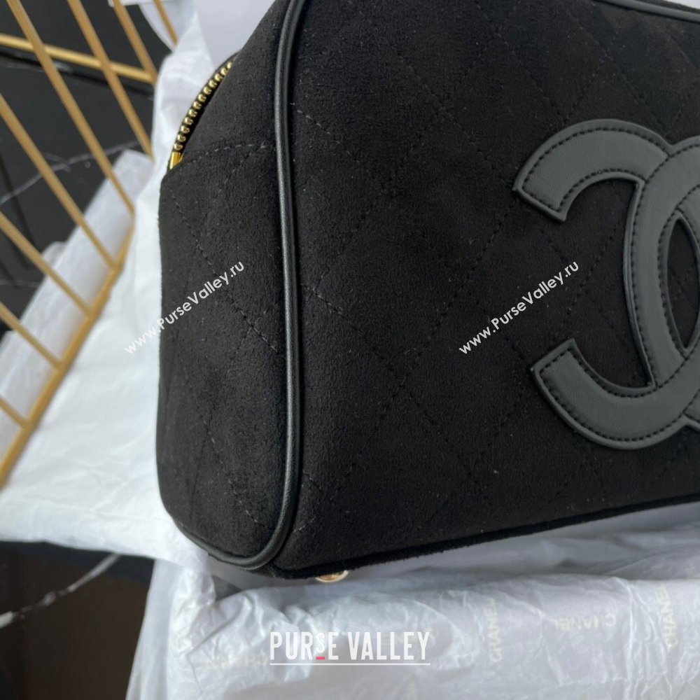 Chanel Suede Bowling Bag AS3034 Black 2024 (yezi-241207074)