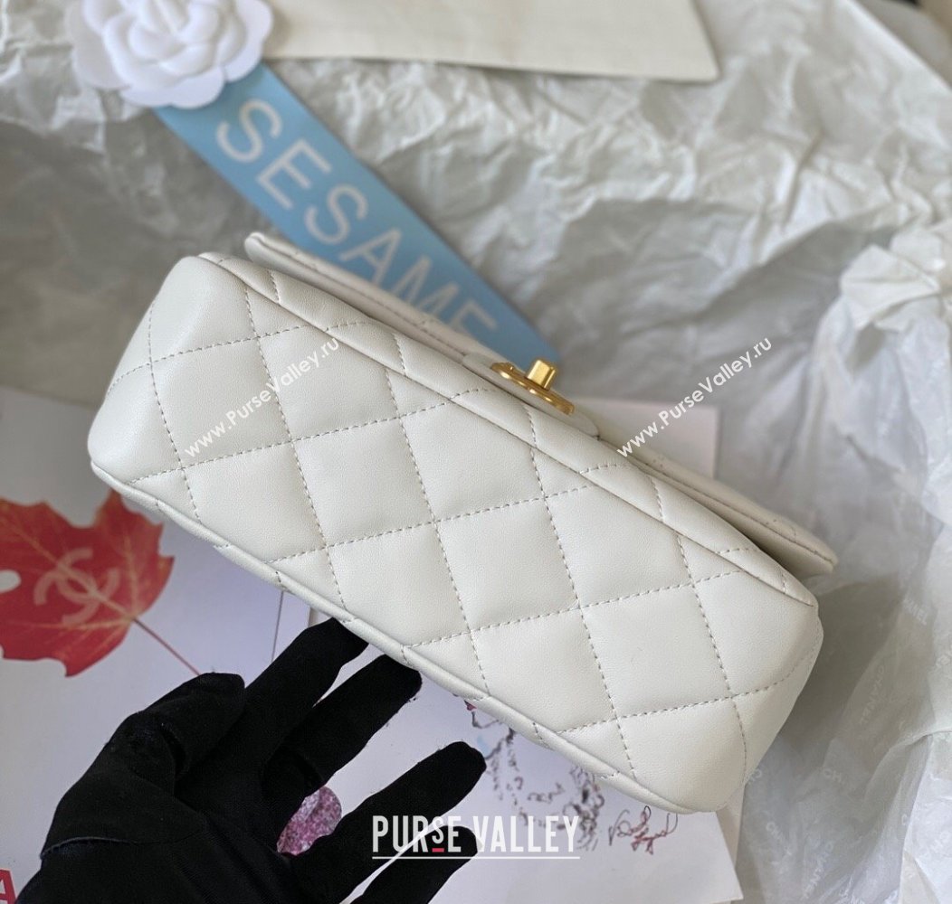 Chanel Lambskin Medium Flap Bag with Heart Chain AS3821 White 2024 (SM-241209023)