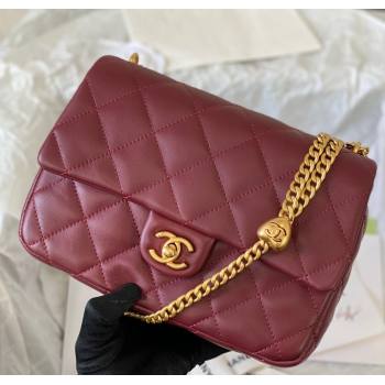 Chanel Lambskin Medium Flap Bag with Heart Chain AS3821 Burgundy 2024 (SM-241209025)