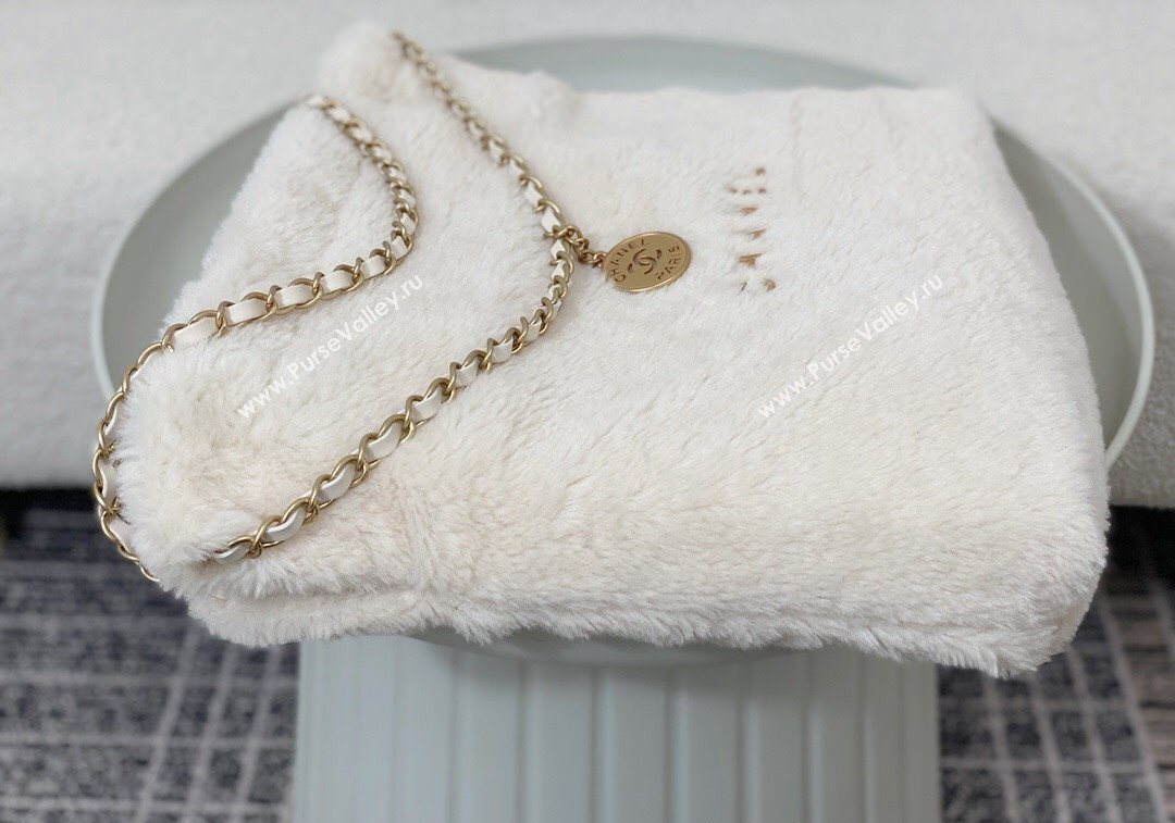 Chanel 22 Shearling Shopping Bag AS3261 White 2024 TOP (SM-241209028)