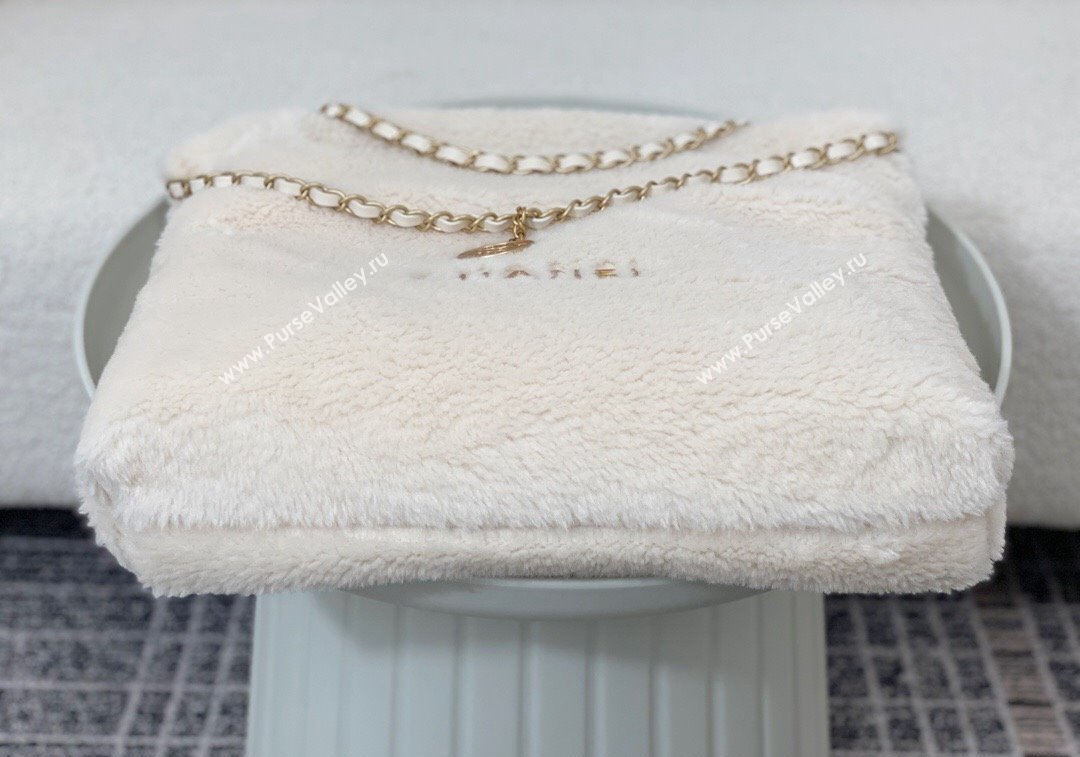 Chanel 22 Shearling Shopping Bag AS3261 White 2024 TOP (SM-241209028)