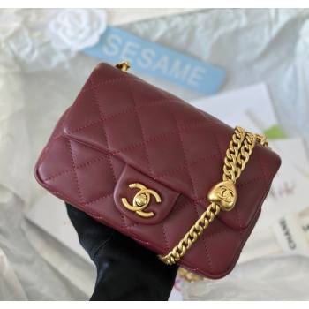 Chanel Lambskin Mini Flap Bag with Heart Chain AS3828 Burgundy 2024 (SM-241209015)