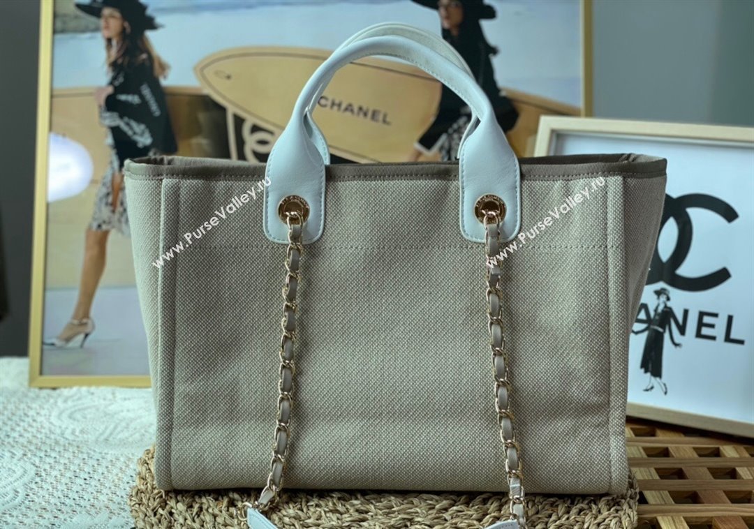 Chanel Deauville Mixed Fibers Calfskin Small Shopping Bag Beige/White 2024 AS3257 TOP (SM-241209032)