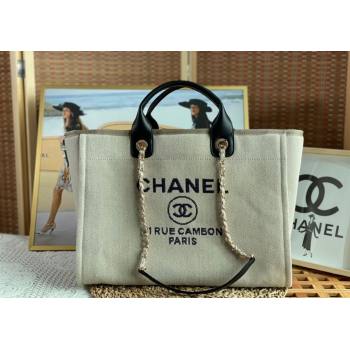 Chanel Deauville Mixed Fibers Calfskin Large Shopping Bag Beige/Black 2024 A66941 TOP (SM-241209031)