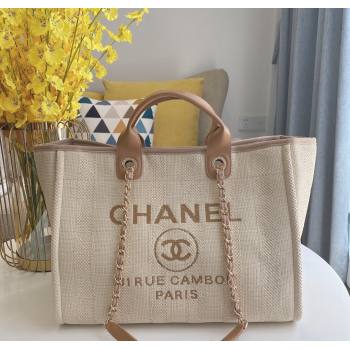 Chanel Deauville Mixed Fibers Calfskin Large Shopping Bag Light Beige 2024 A66941 TOP (SM-241209035)