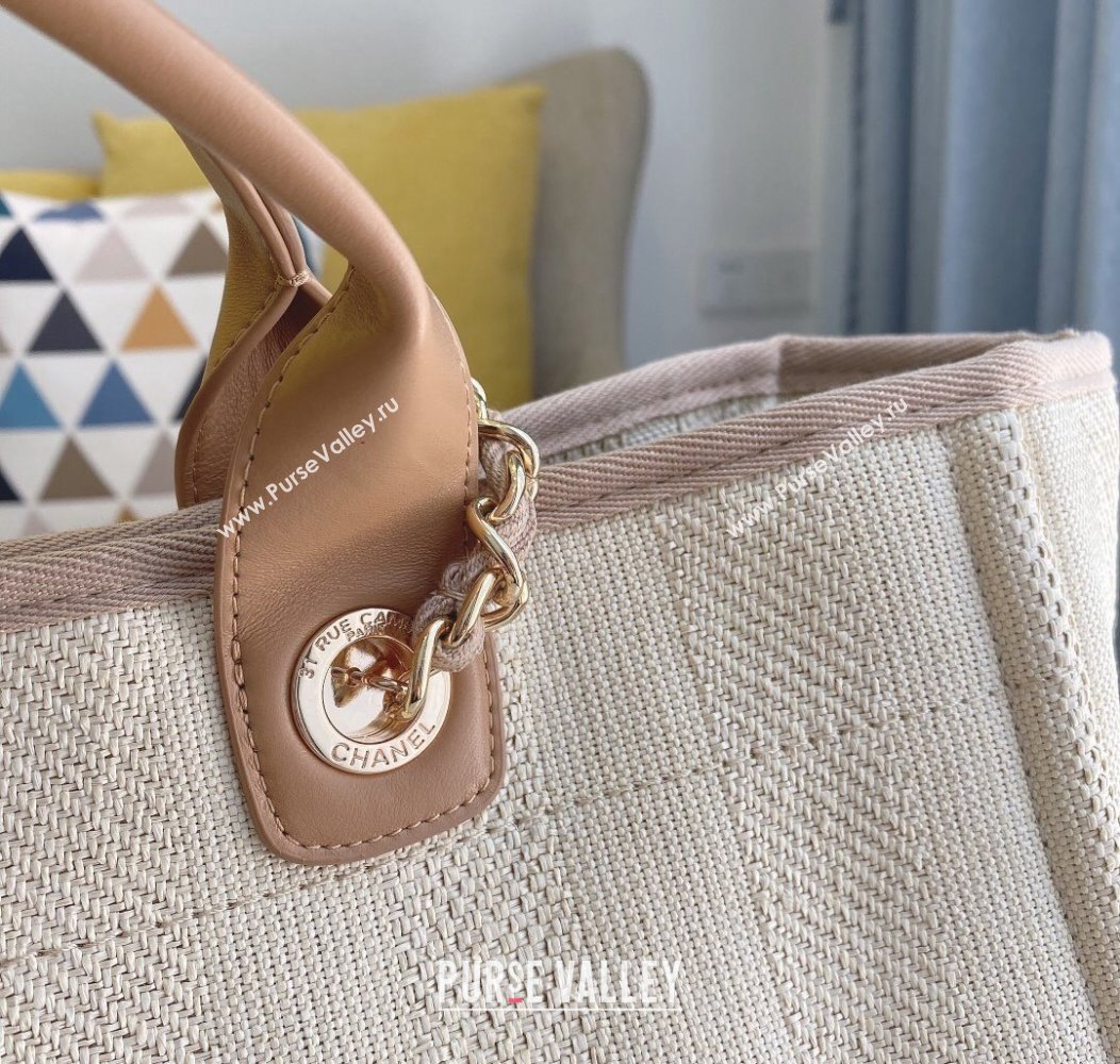 Chanel Deauville Mixed Fibers Calfskin Large Shopping Bag Light Beige 2024 A66941 TOP (SM-241209035)