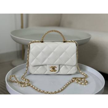 Chanel Lambskin Mini Flap bag with Chain Top Handle AS4848 White 2024 (SM-241209036)