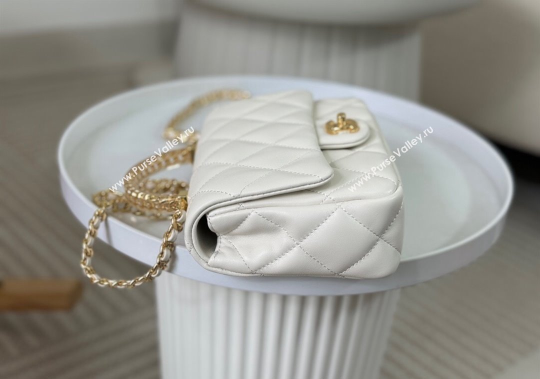 Chanel Lambskin Mini Flap bag with Chain Top Handle AS4848 White 2024 (SM-241209036)