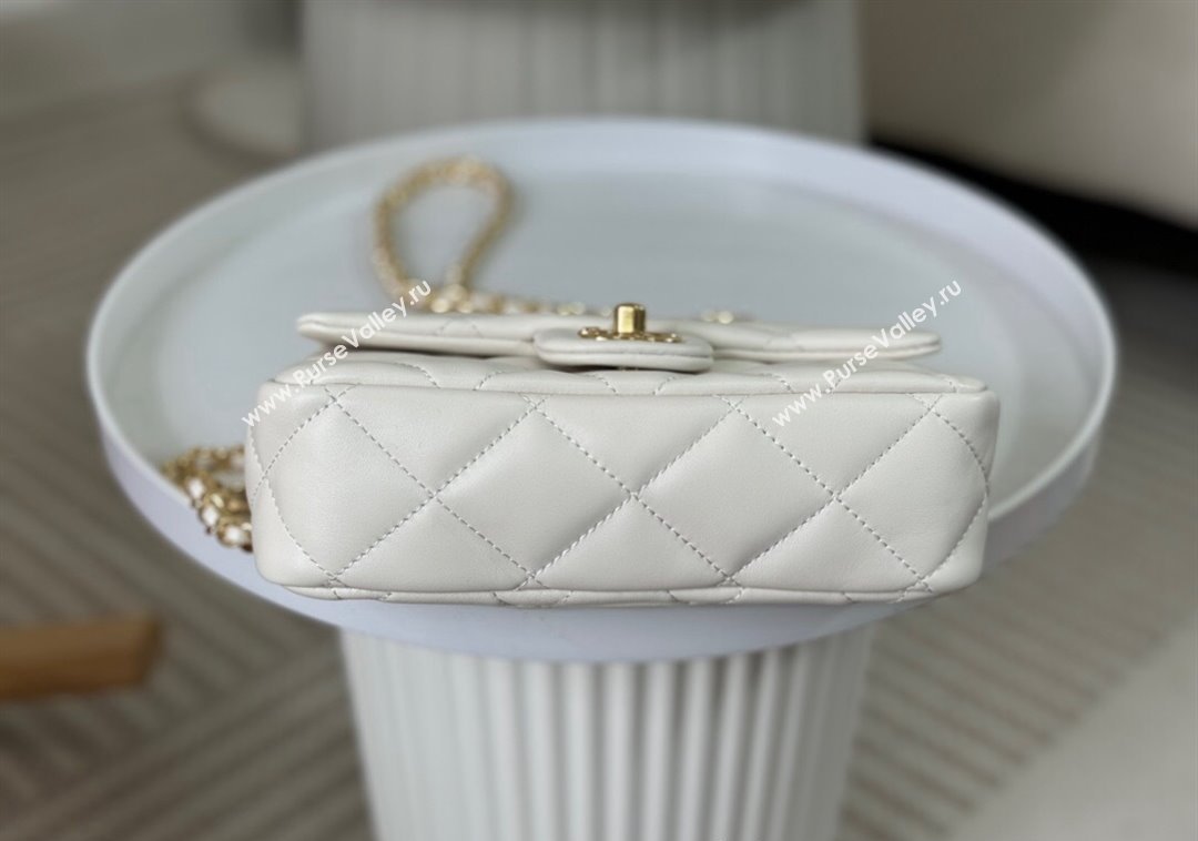 Chanel Lambskin Mini Flap bag with Chain Top Handle AS4848 White 2024 (SM-241209036)