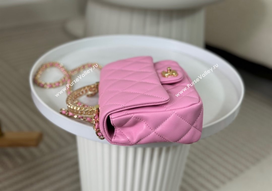 Chanel Lambskin Mini Flap bag with Chain Top Handle AS4848 Pink Purple 2024 (SM-241209038)