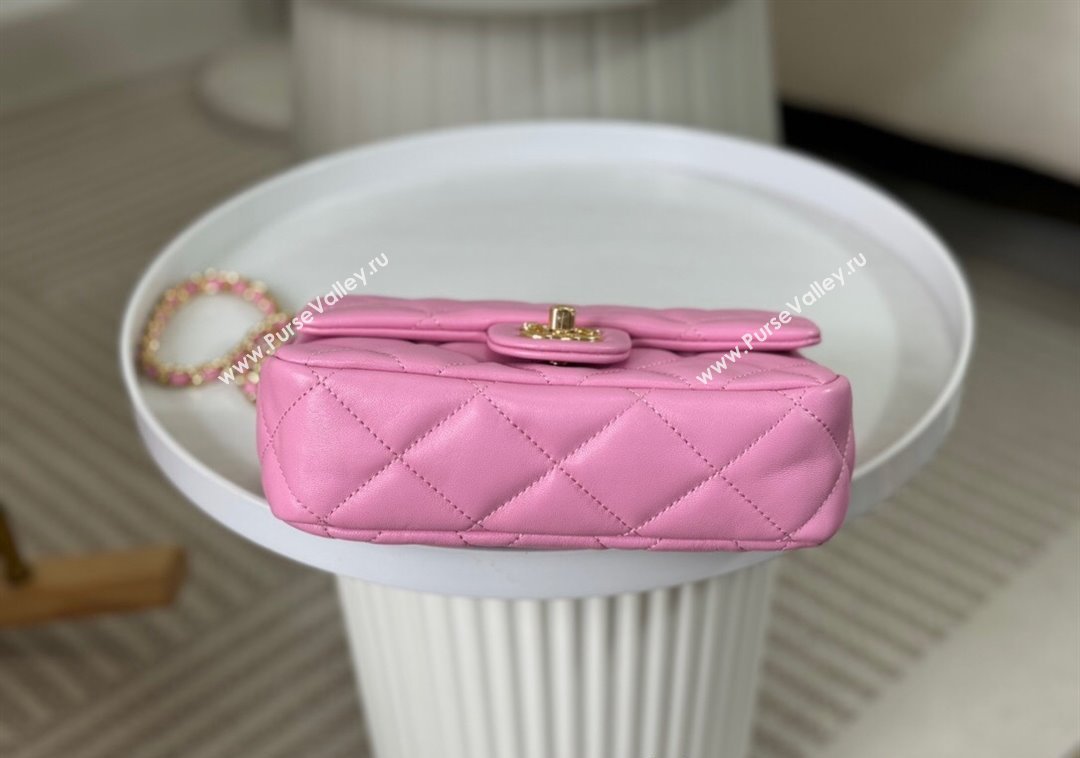 Chanel Lambskin Mini Flap bag with Chain Top Handle AS4848 Pink Purple 2024 (SM-241209038)