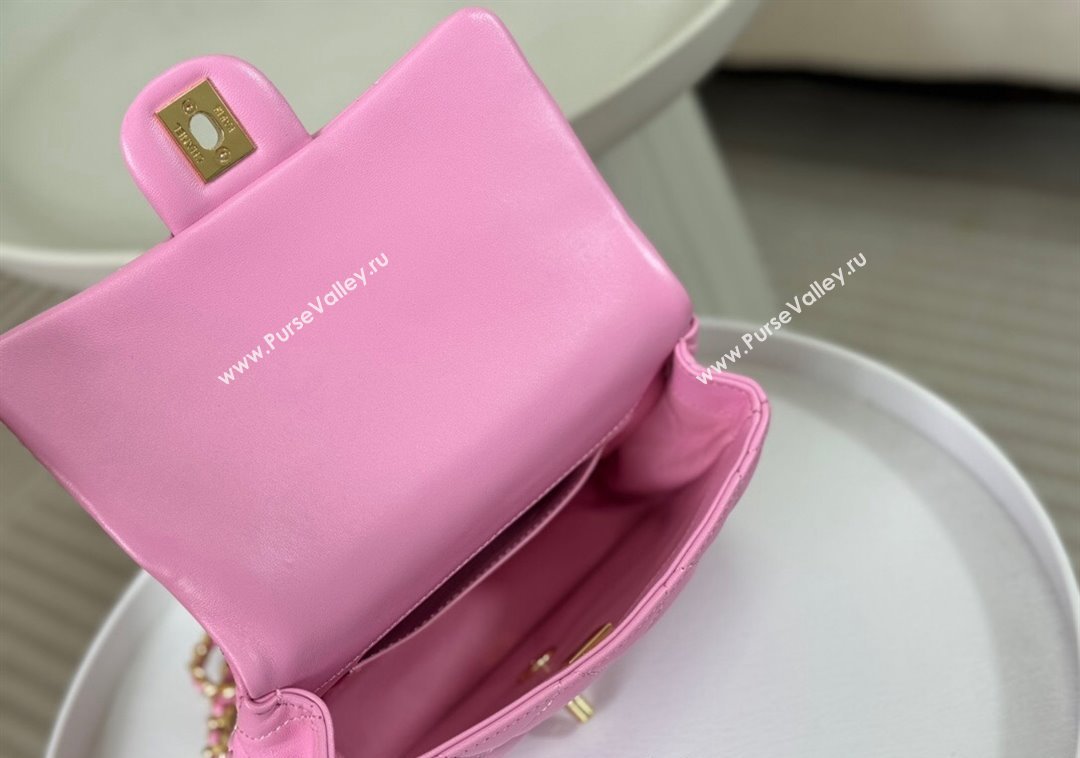 Chanel Lambskin Mini Flap bag with Chain Top Handle AS4848 Pink Purple 2024 (SM-241209038)