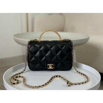 Chanel Lambskin Mini Flap bag with Chain Top Handle AS4848 Black 2024 (SM-241209039)