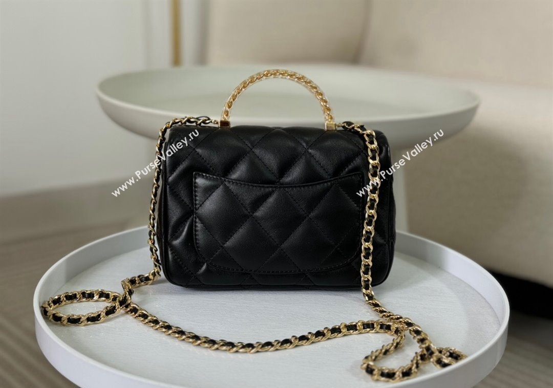 Chanel Lambskin Mini Flap bag with Chain Top Handle AS4848 Black 2024 (SM-241209039)