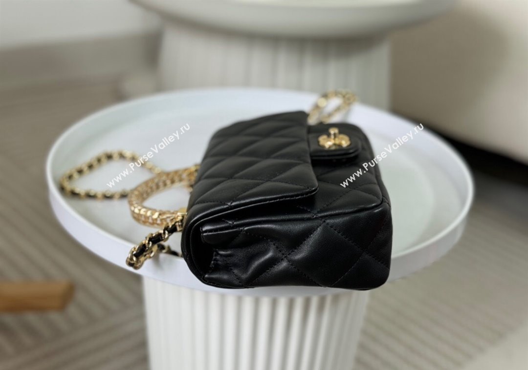 Chanel Lambskin Mini Flap bag with Chain Top Handle AS4848 Black 2024 (SM-241209039)