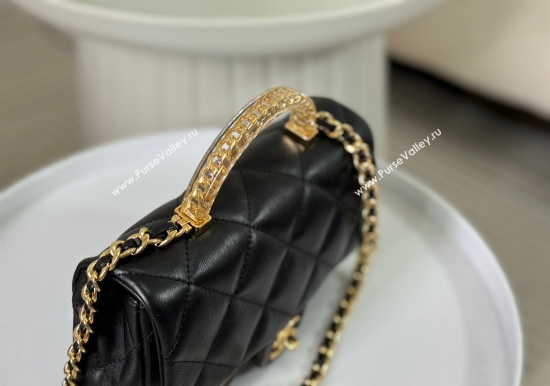 Chanel Lambskin Mini Flap bag with Chain Top Handle AS4848 Black 2024 (SM-241209039)