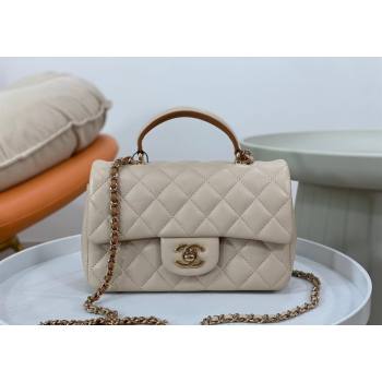 Chanel Lambskin Mini Flap Bag with Top Handle AS2431 Beige/Brown 2024 1209 (SM-241209040)