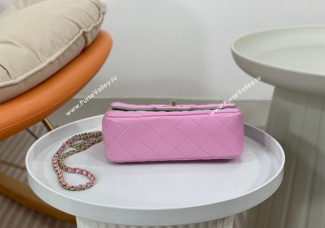 Chanel Lambskin Mini Flap Bag with Top Handle AS2431 Purple/Green 2024 1209 (SM-241209041)