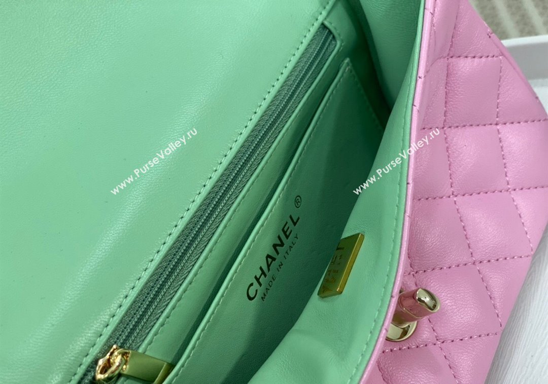 Chanel Lambskin Mini Flap Bag with Top Handle AS2431 Purple/Green 2024 1209 (SM-241209041)