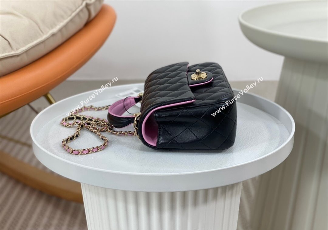 Chanel Lambskin Mini Flap Bag with Top Handle AS2431 Black/Purple 2024 1209 (SM-241209042)