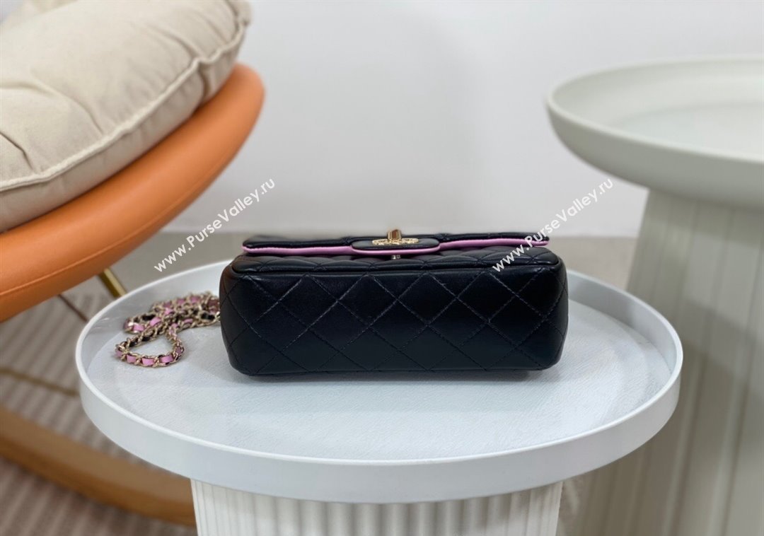 Chanel Lambskin Mini Flap Bag with Top Handle AS2431 Black/Purple 2024 1209 (SM-241209042)