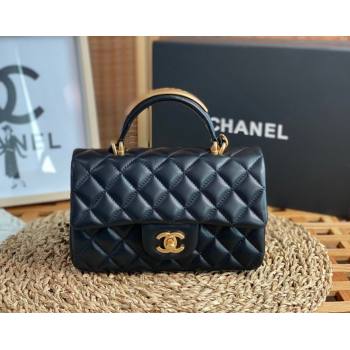 Chanel Lambskin Mini Flap Bag with Top Handle AS2431 Black/Gold 2024 1209 (SM-241209043)