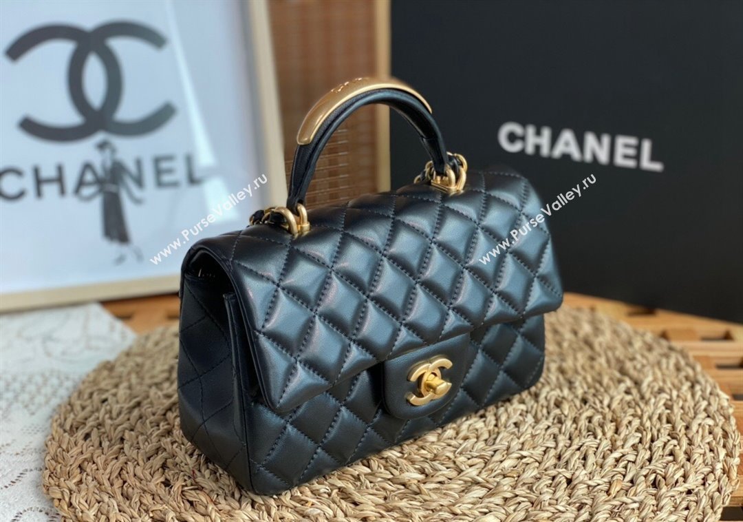 Chanel Lambskin Mini Flap Bag with Top Handle AS2431 Black/Gold 2024 1209 (SM-241209043)