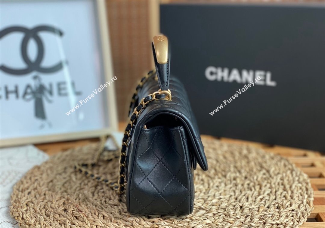 Chanel Lambskin Mini Flap Bag with Top Handle AS2431 Black/Gold 2024 1209 (SM-241209043)