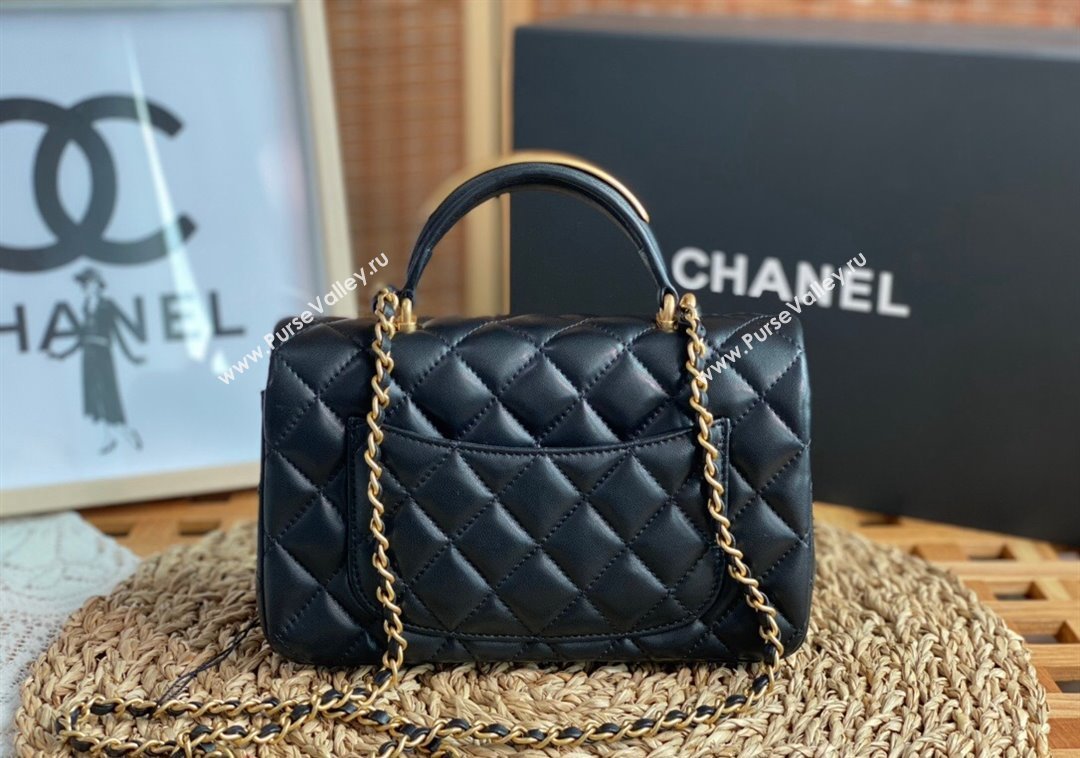 Chanel Lambskin Mini Flap Bag with Top Handle AS2431 Black/Gold 2024 1209 (SM-241209043)