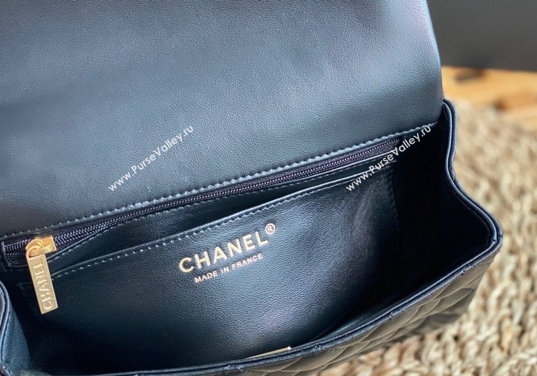 Chanel Lambskin Mini Flap Bag with Top Handle AS2431 Black/Gold 2024 1209 (SM-241209043)