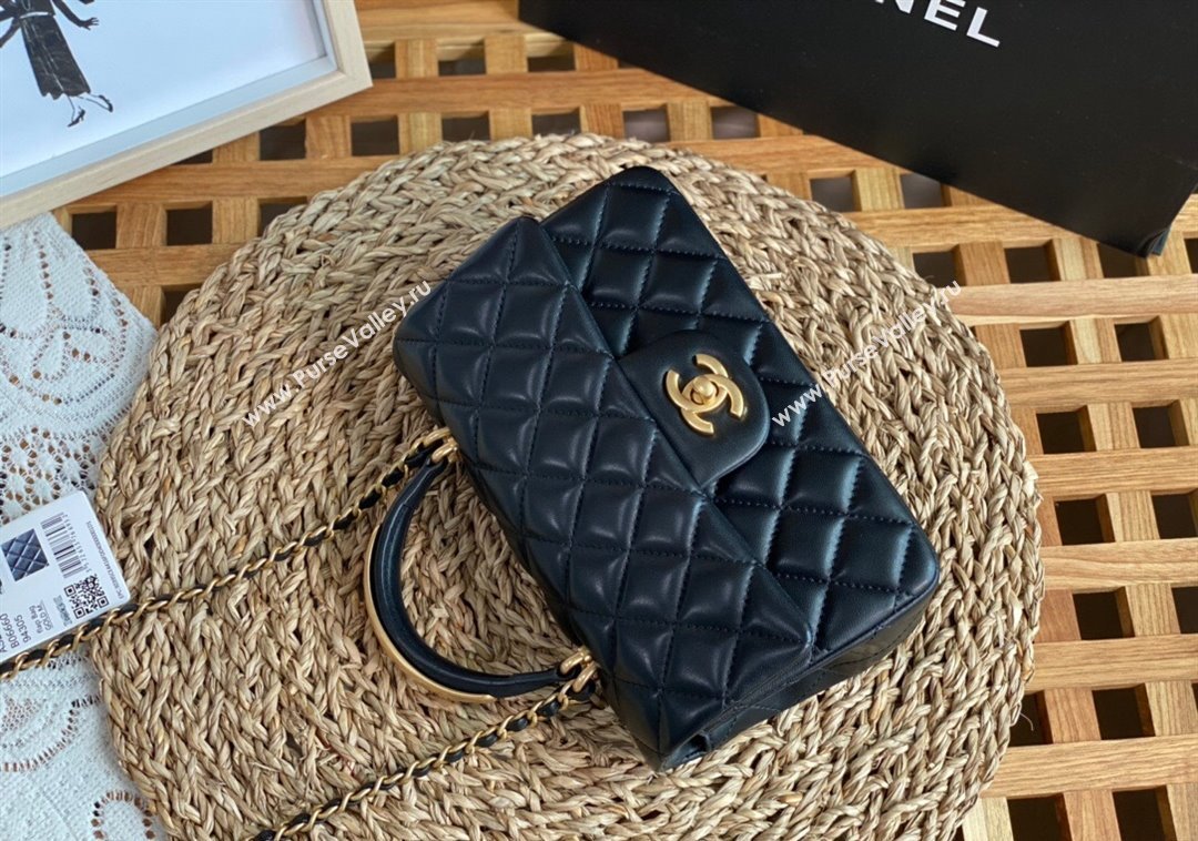 Chanel Lambskin Mini Flap Bag with Top Handle AS2431 Black/Gold 2024 1209 (SM-241209043)