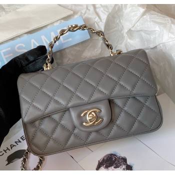 Chanel Lambskin Mini Flap Bag with Chain Top Handle AS2431 Grey 2024 1209 (SM-241209044)