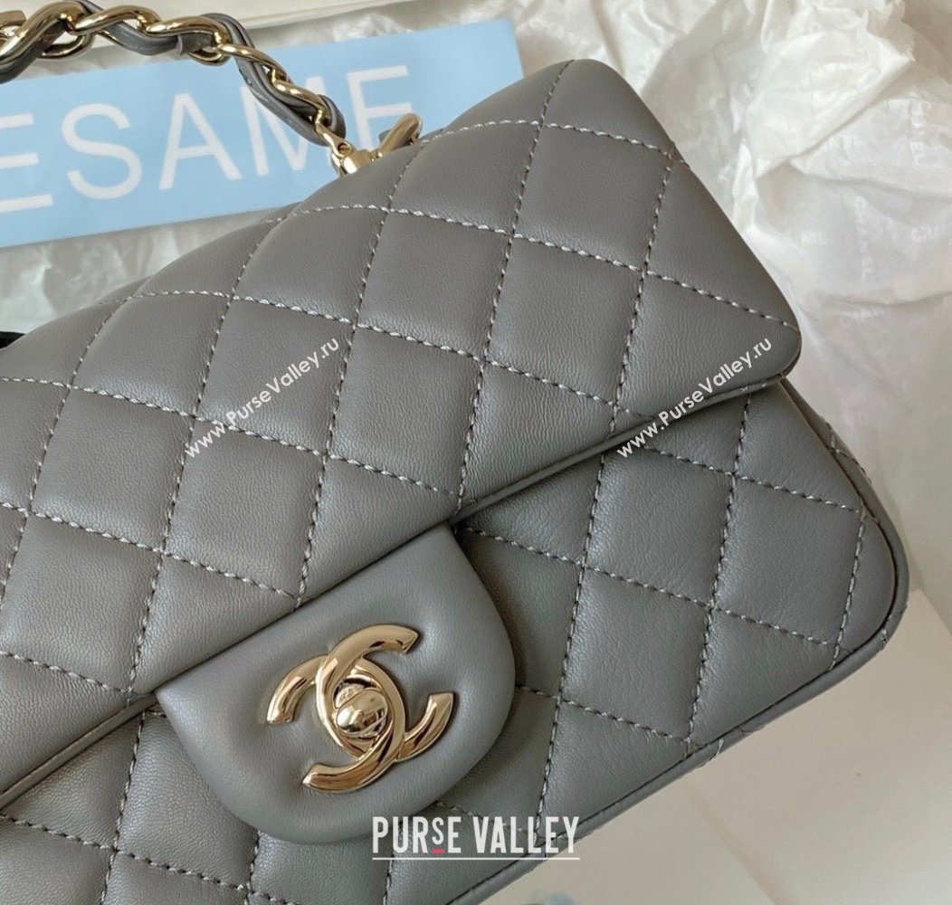 Chanel Lambskin Mini Flap Bag with Chain Top Handle AS2431 Grey 2024 1209 (SM-241209044)