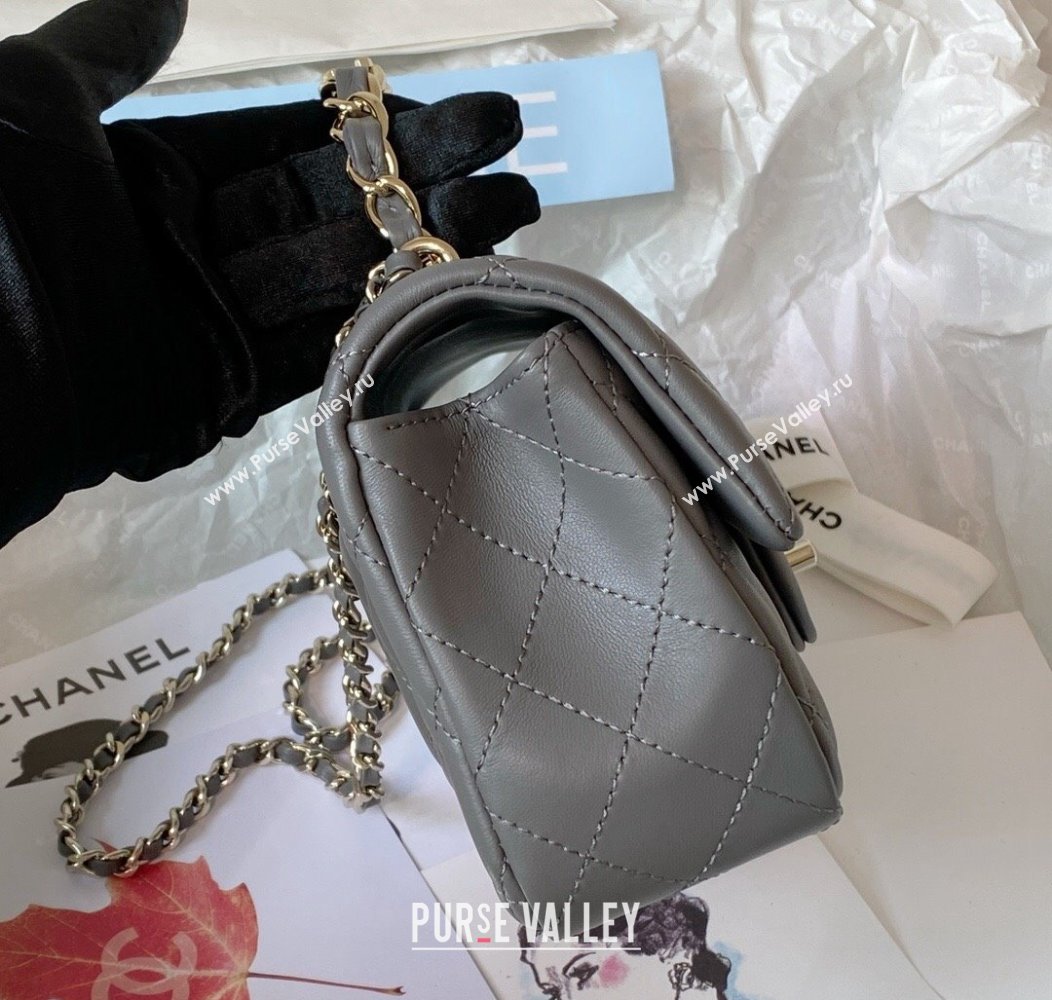 Chanel Lambskin Mini Flap Bag with Chain Top Handle AS2431 Grey 2024 1209 (SM-241209044)