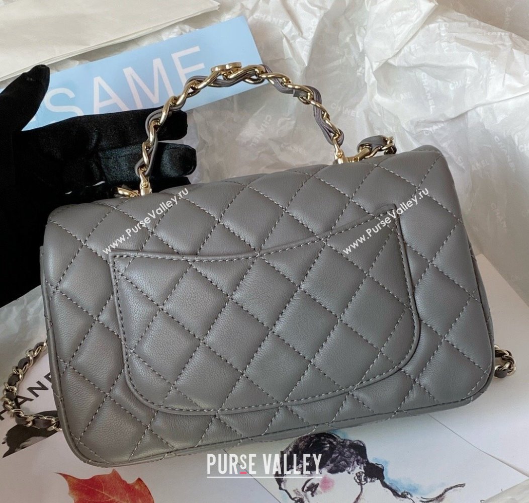 Chanel Lambskin Mini Flap Bag with Chain Top Handle AS2431 Grey 2024 1209 (SM-241209044)