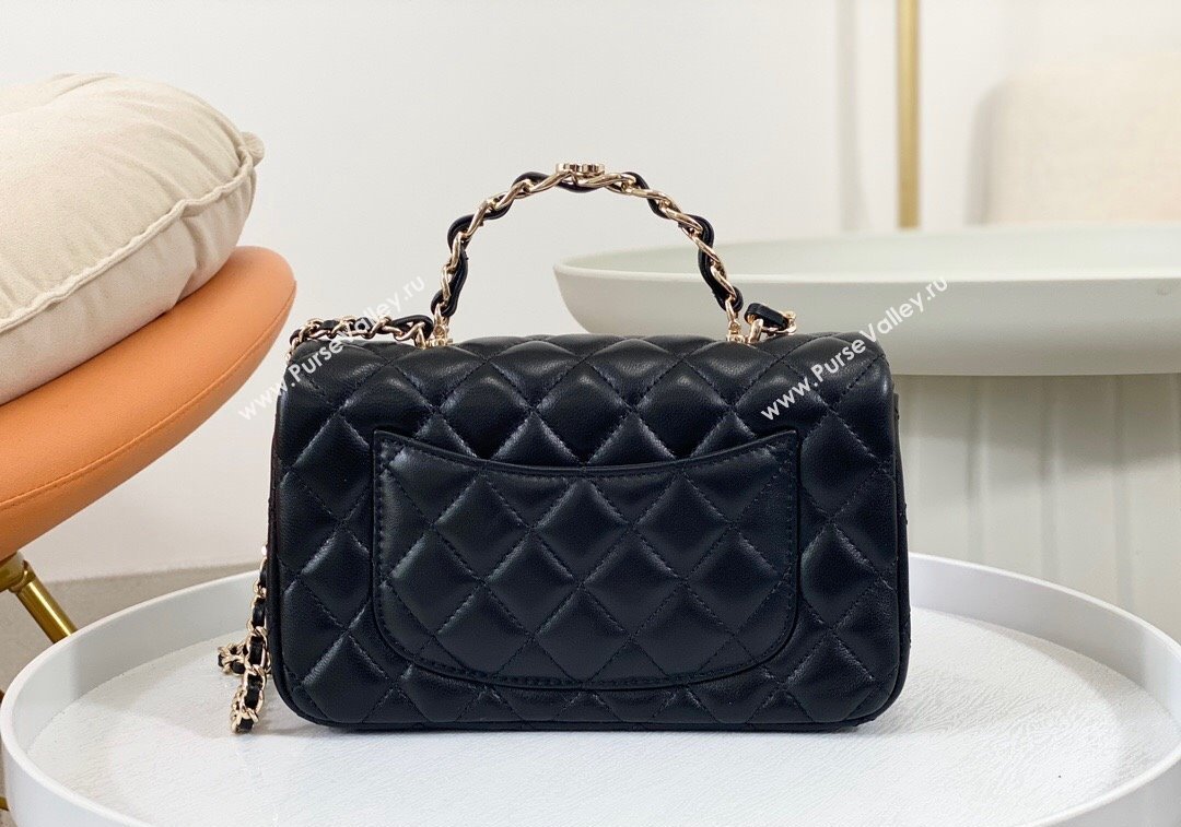 Chanel Lambskin Mini Flap Bag with Chain Top Handle AS2431 Black 2024 1209 (SM-241209045)