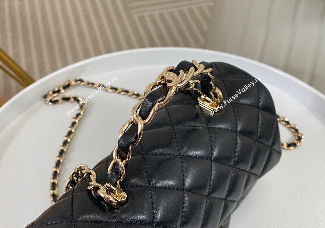 Chanel Lambskin Mini Flap Bag with Chain Top Handle AS2431 Black 2024 1209 (SM-241209045)