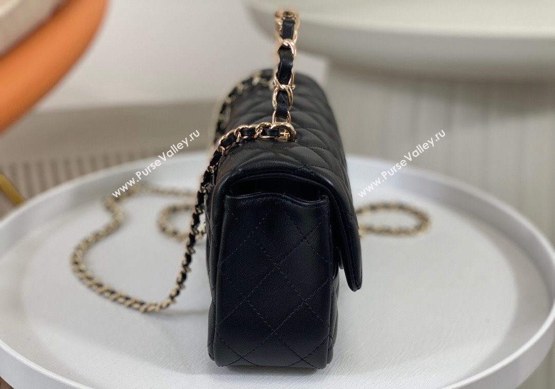 Chanel Lambskin Mini Flap Bag with Chain Top Handle AS2431 Black 2024 1209 (SM-241209045)