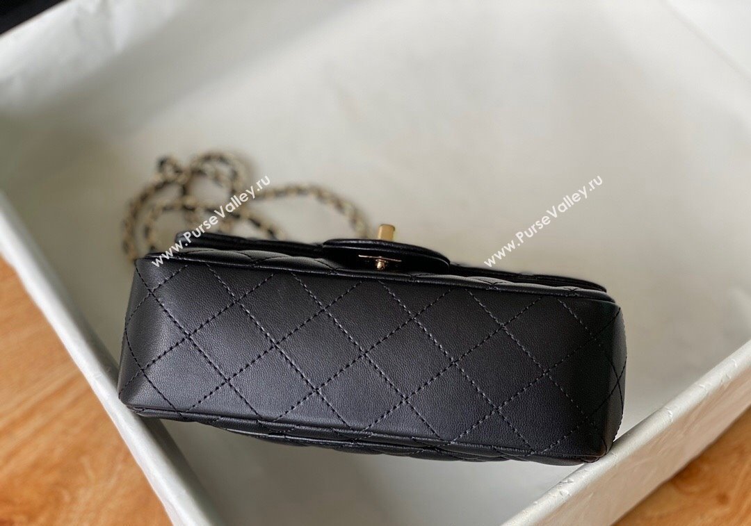 Chanel Lambskin Mini Flap Bag with Chain Top Handle and Charm AS2431 Black 2024 1209 (SM-241209046)