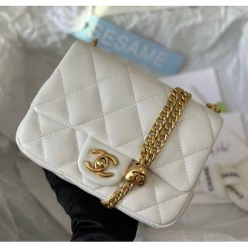 Chanel Lambskin Mini Square Flap Bag with Heart Chain AS3829 White 2024 (SM-241209018)