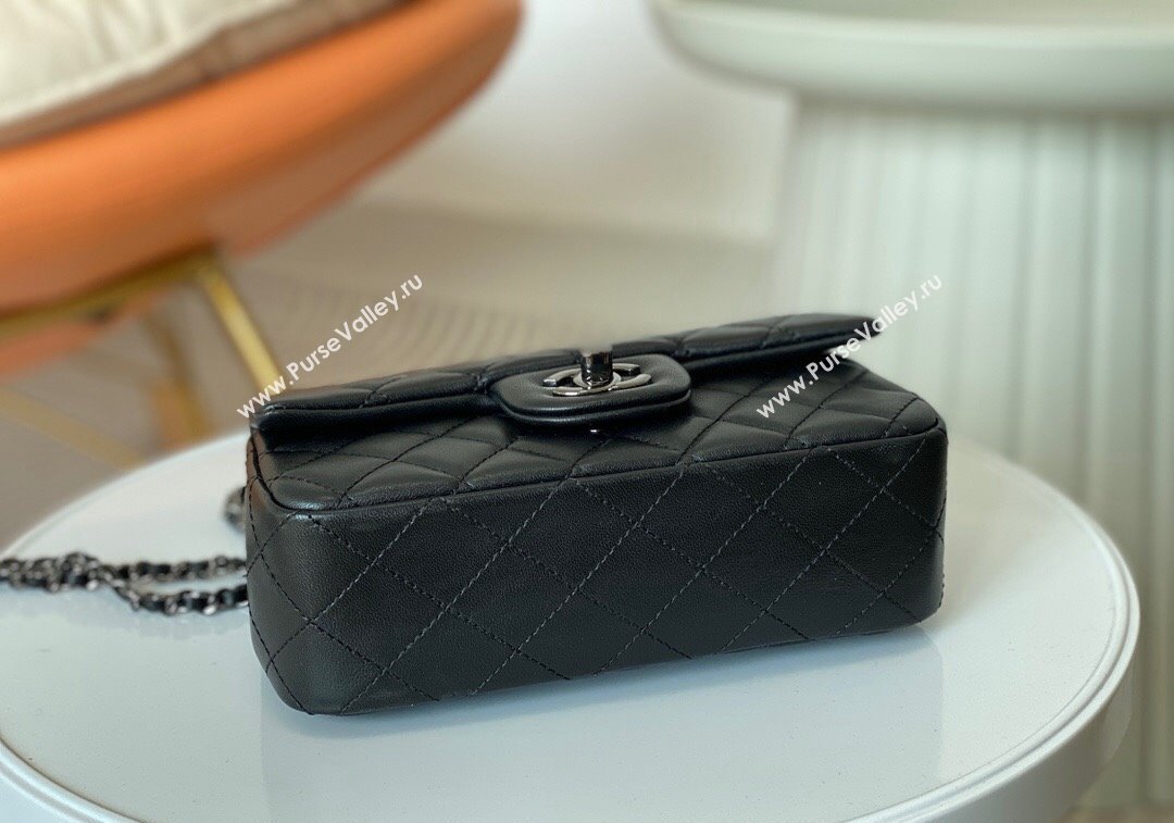 Chanel Lambskin Mini Flap Bag with Chain Top Handle AS2431 Black/Gunmetal 2024 1209 (SM-241209047)