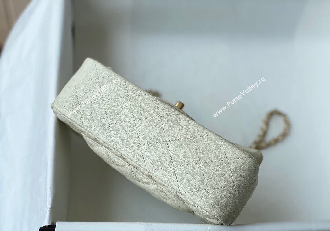 Chanel Grained Calfskin Mini Flap Bag with Chain Top Handle AS2431 White 2024 1209 (SM-241209048)