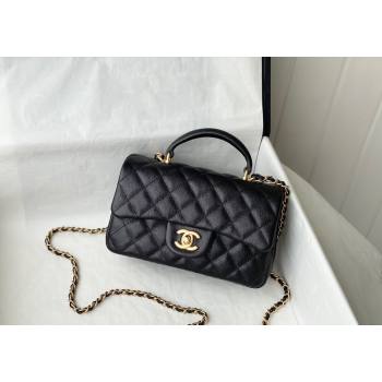 Chanel Grained Calfskin Mini Flap Bag with Chain Top Handle AS2431 Black 2024 1209 (SM-241209049)