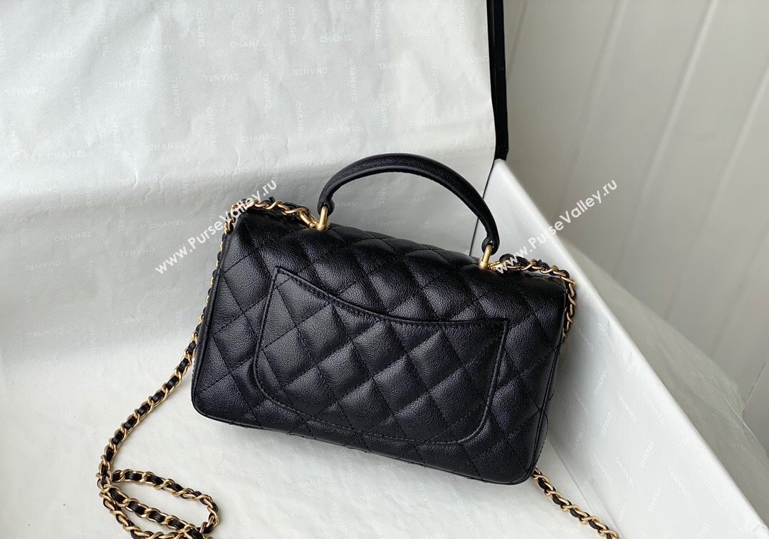 Chanel Grained Calfskin Mini Flap Bag with Chain Top Handle AS2431 Black 2024 1209 (SM-241209049)