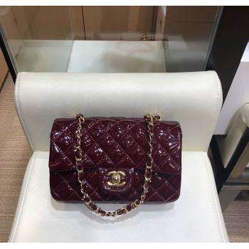 Chanel Patent Calfskin Classic Mini Flap bag A01116 Dark Burgundy 2024 1209 (SM-241209050)