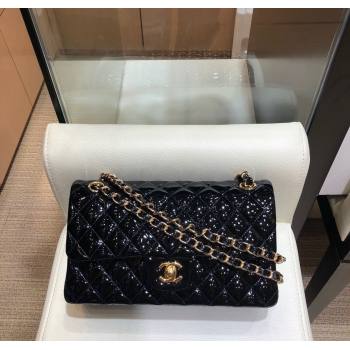 Chanel Patent Calfskin Classic Medium Flap Bag A01112 Black/Gold 2024 1209 (SM-241209052)