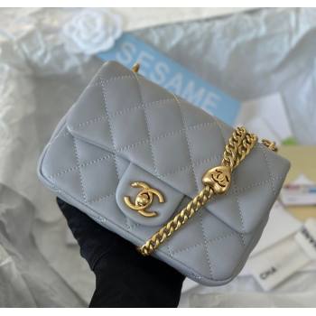 Chanel Lambskin Mini Flap Bag with Heart Chain AS3828 Grey 2024 (SM-241209014)